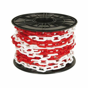 Cadena plástica roja y blanca